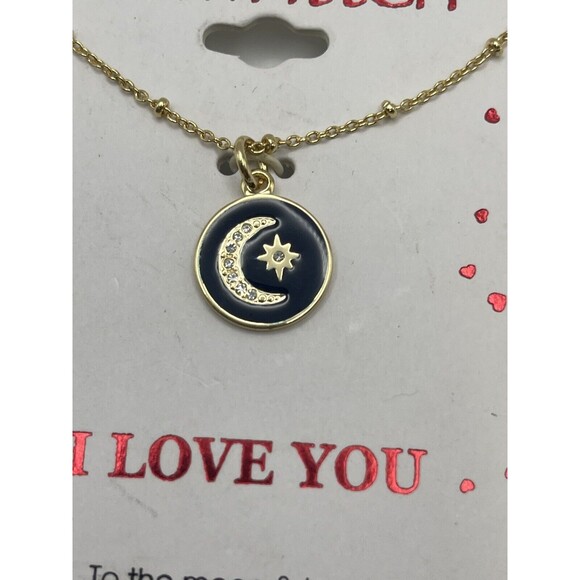 Unwritten I Love You Blue Enamel Crystal Pendant Necklace New - Picture 4 of 5
